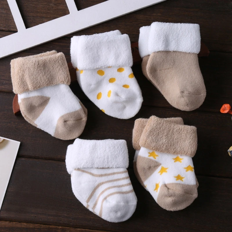 

5 Pairs Warm Baby Socks Thicken Cotton Terry Newborn Toddler Stockings Autumn Winter Boys Girls Foot Sox for 0-3Years