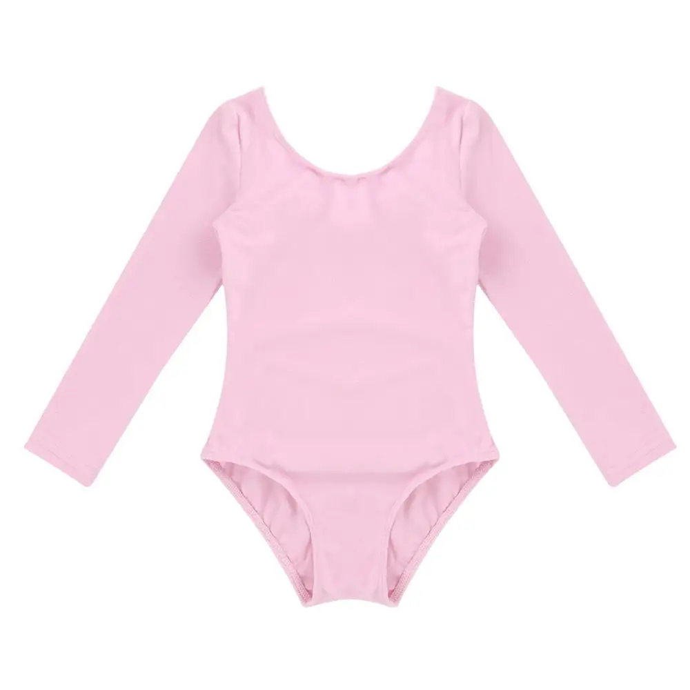 pink IEFiEL/Детские балетные костюмы; Детский костюм для танцев с длинными рукавами; трико для гимнастики; балетная юбка-пачка для девочек; танцевальная одежда - Цвет: pink