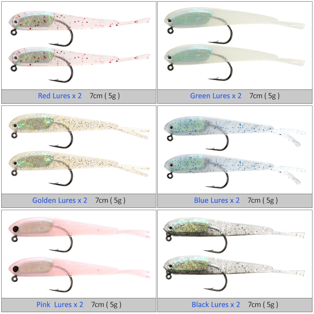 Lixada Fishing Lures Set 12Pcs/lot 7cm 5g with Jig Head Hook Soft silicone bait for Carp Pesca | Спорт и развлечения