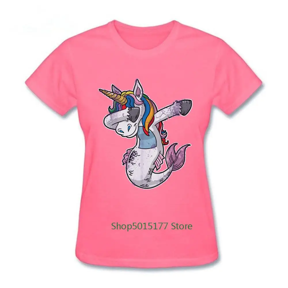 Новинка 2019 футболка с изображением русалки и единорога Женская Повседневная