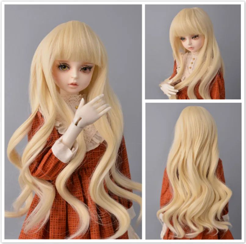 

Wigs only Doll wigs Ombre yellow color Long Hair Doll Wig Korea High Temperature Fiber Doll Wigs Made for 1/3 bjd doll wig
