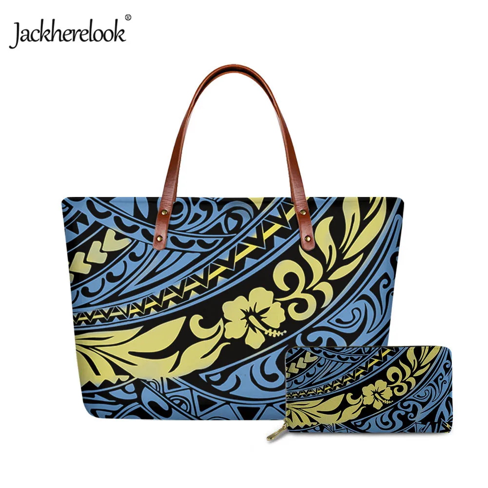 

Jackherelook полинезийский Гибискус дизайнерская женская модная сумка-тоут 2 шт./компл. сумка с кошельком для женщин Женская Повседневная сумка ч...