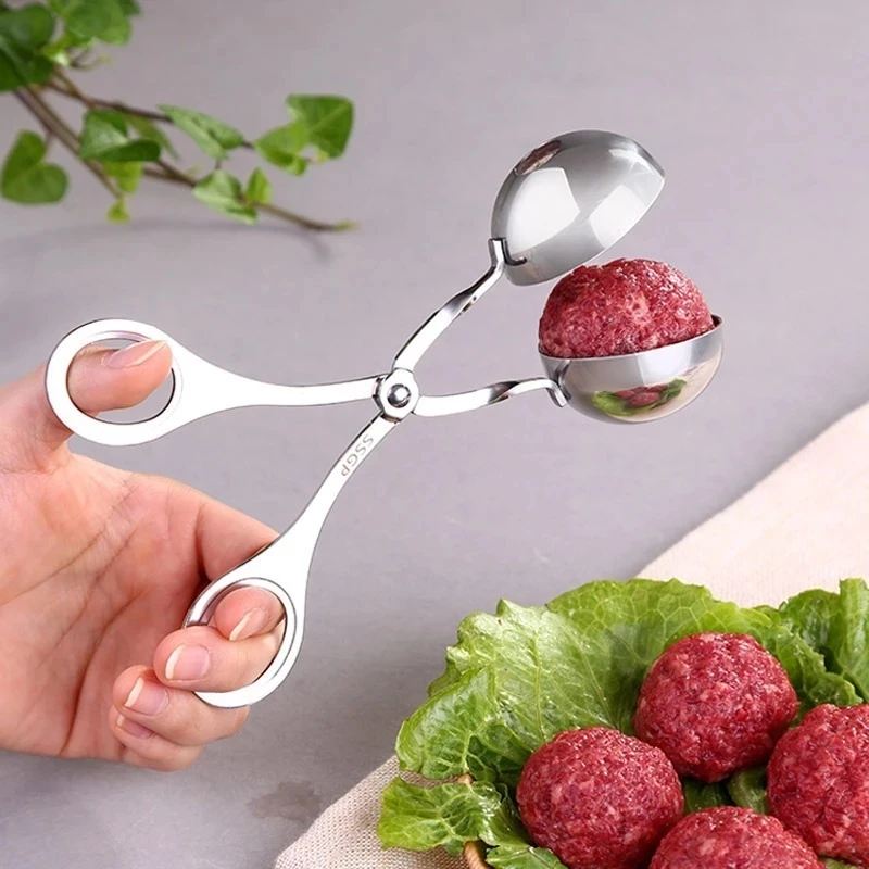 

New Meat Baller None-Stick Meatball Maker Stainless Steel Meat Spoon Tongs Ice Cream Scoop Cookie Dough Scoop Kitchen Gadgets