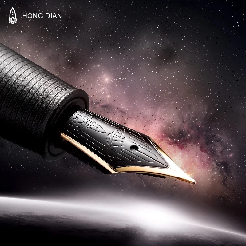 Ручка перьевая LT Hongdian A3 Металлическая черная/золотая с авиационным наконечником
