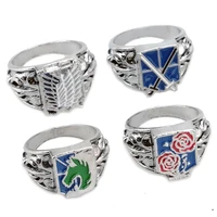 anime attack on titan ring wings of liberty rose sword flag finger rings for women men jewelry cosplay party alloy rings souv
