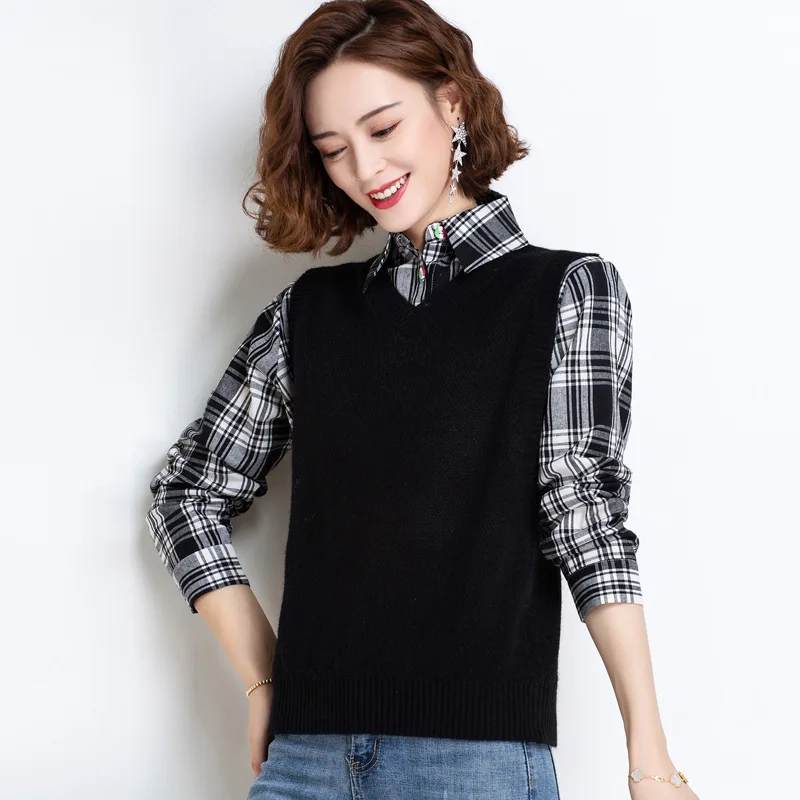 

women collar sweater all-match long sleeved shirt slim neck female one