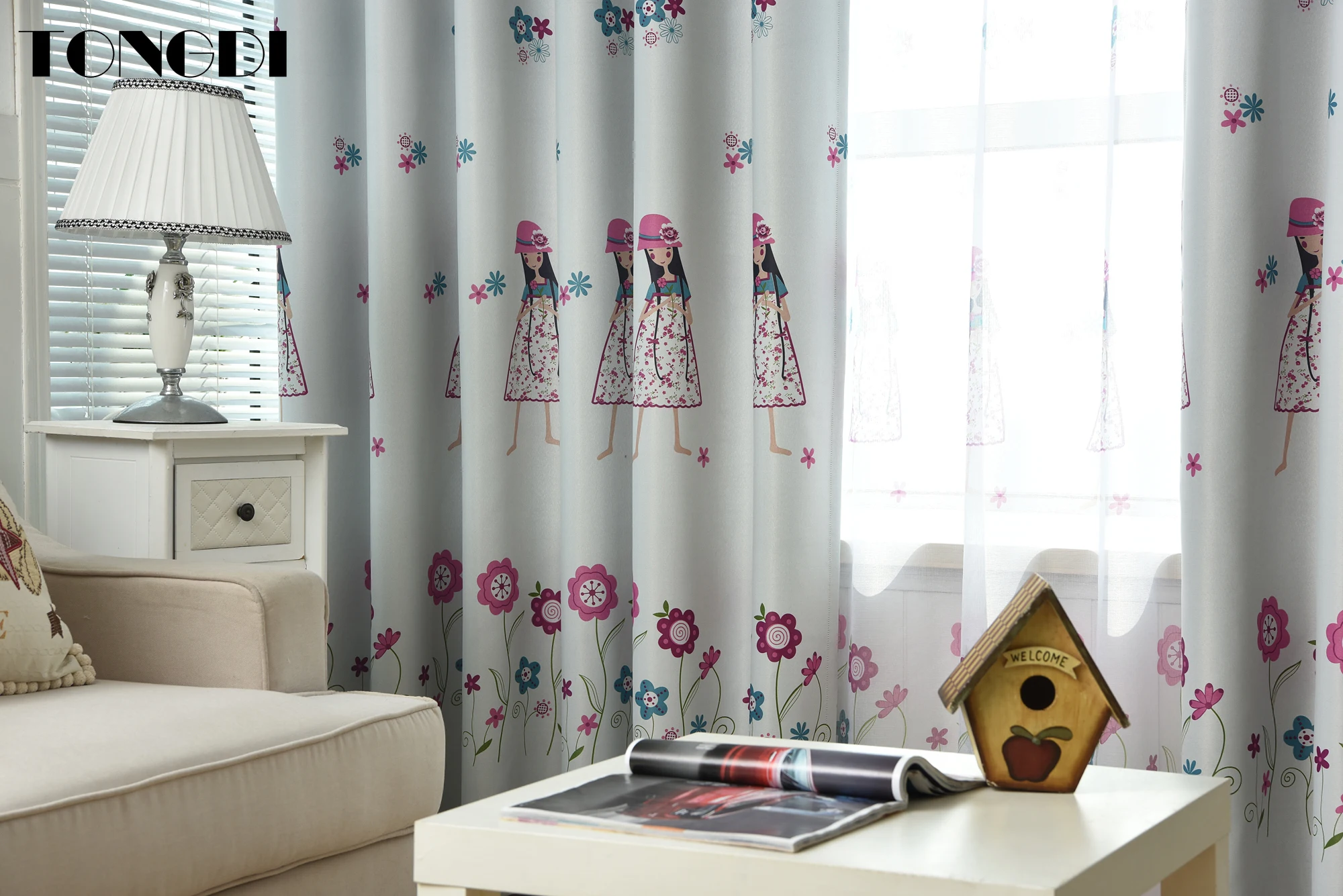 TONGDI Детские затемняющие шторы с принтом для милых девушек высококачественное