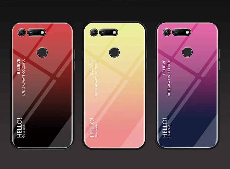 Huawei Honor 8 Pro View 10 20 Case Gradient Tempered Glass Back Cover Hard for 30 40 View10 View20 PCT-L29 | Мобильные телефоны и