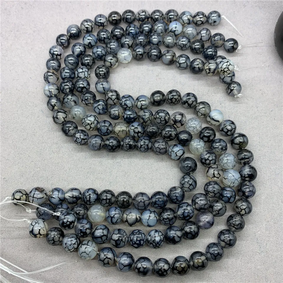 Black Scale Glaze Agate Beads 4-12mm Round Natural Loose Stone Bead Diy Bracelet | Украшения и аксессуары