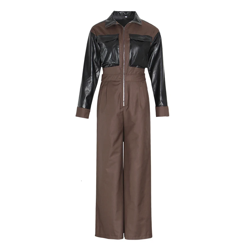 Женский Повседневный Комбинезон TWOTWINSTYLE Осенний комбинезон из искусственной