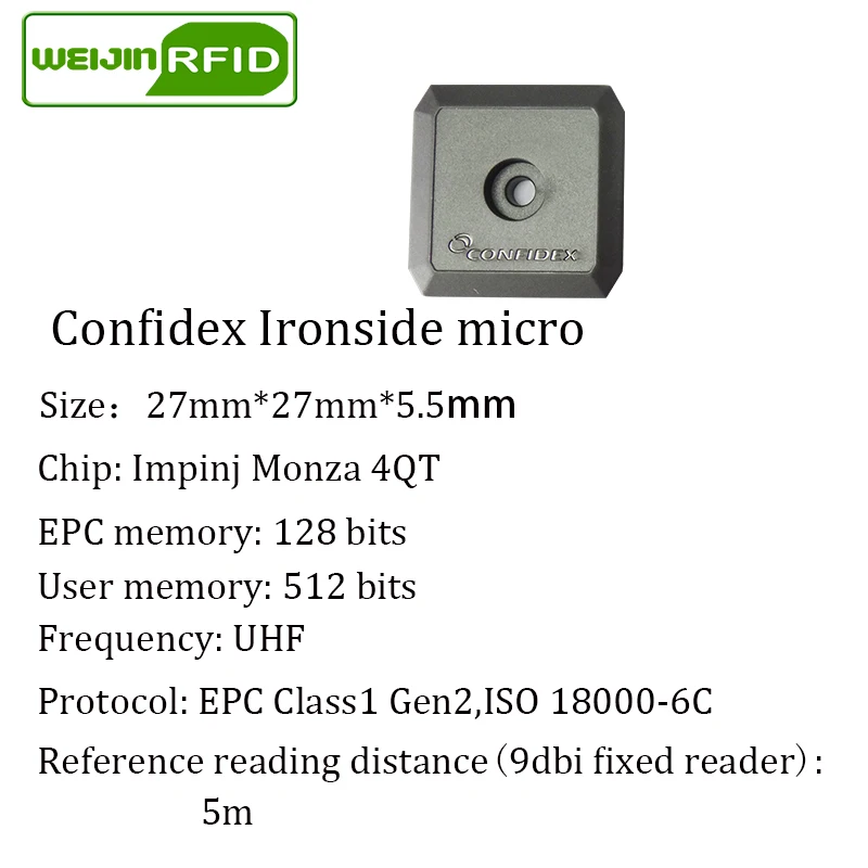 UHF RFID Метка металлический тег confidex ironside micro 915m 868m Impinj Monza4QT EPC 20 шт. бесплатная