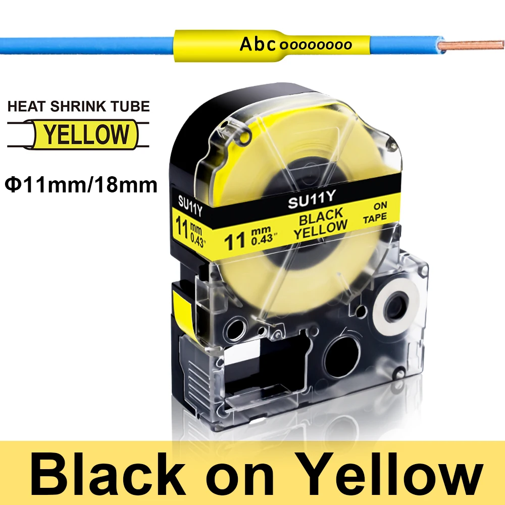 

1Pcs Φ11mm/18mm SU11S SU11Y Heat Shrink Tubes Label Replace for Epson KingJim LK-6WBA11 LK-6YBA11 LW-400 LW-500 700 Label Maker