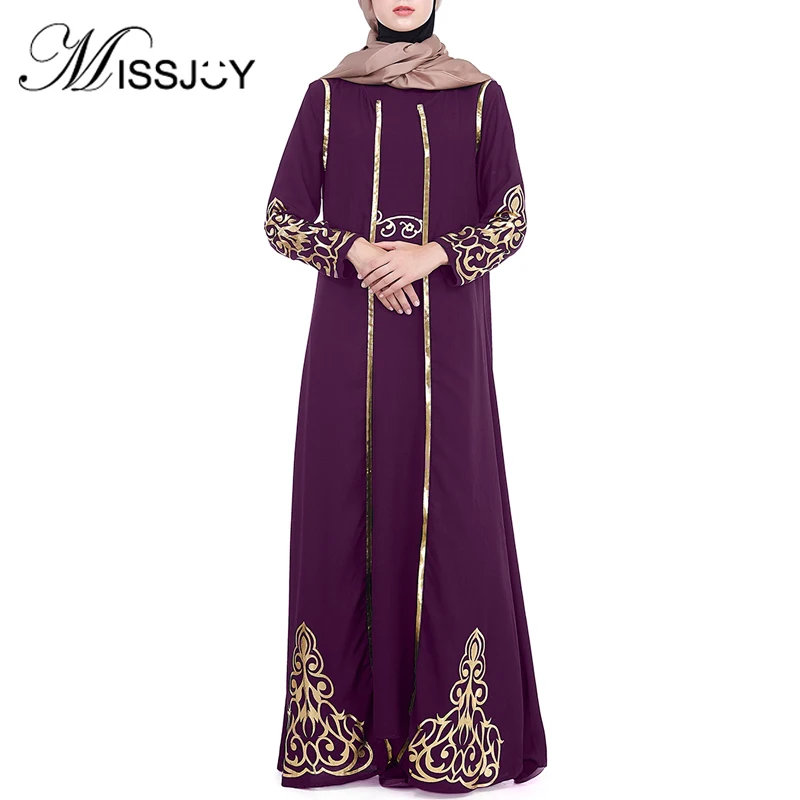 

Женский комплект из двух предметов MISSJOY, вечернее платье в мусульманском стиле с золотым и турецким принтом, винтажный халат для женщин сред...