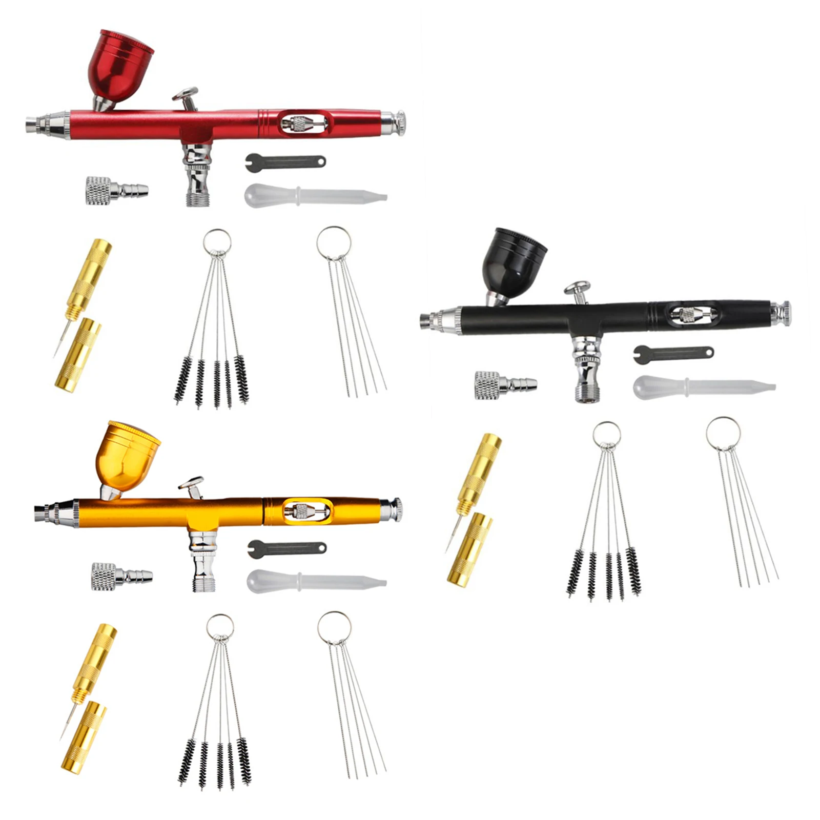 

0.2mm/0.3 Airbrush, Cordless Rechargable Gravity feed Cleaning Pot 15-50PSI Portable Air Brush Spray Gun Set, for Cars Makeup