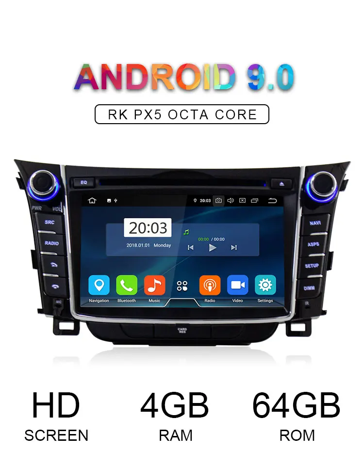 LJHANG dvd-плеер для автомобиля Android 9,0 для HYUNDAI i30 Elantra GT 2012- gps Navi wifi Мультимедиа Стерео 2Din Автомагнитола ips 8 ядерный