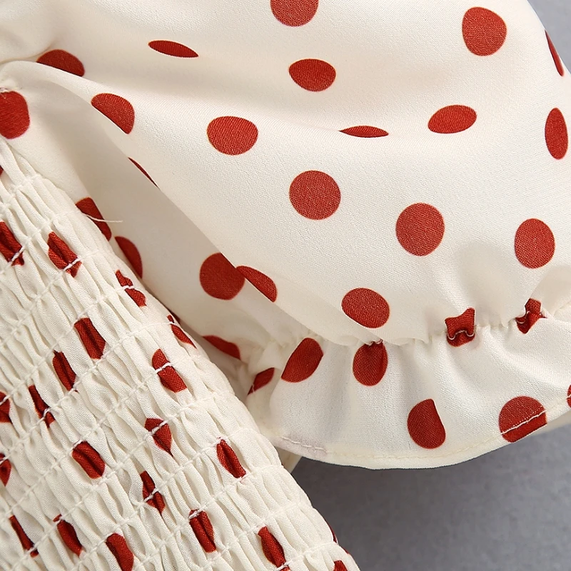 Женское винтажное эластичное мини платье с принтом в красный горошек милое