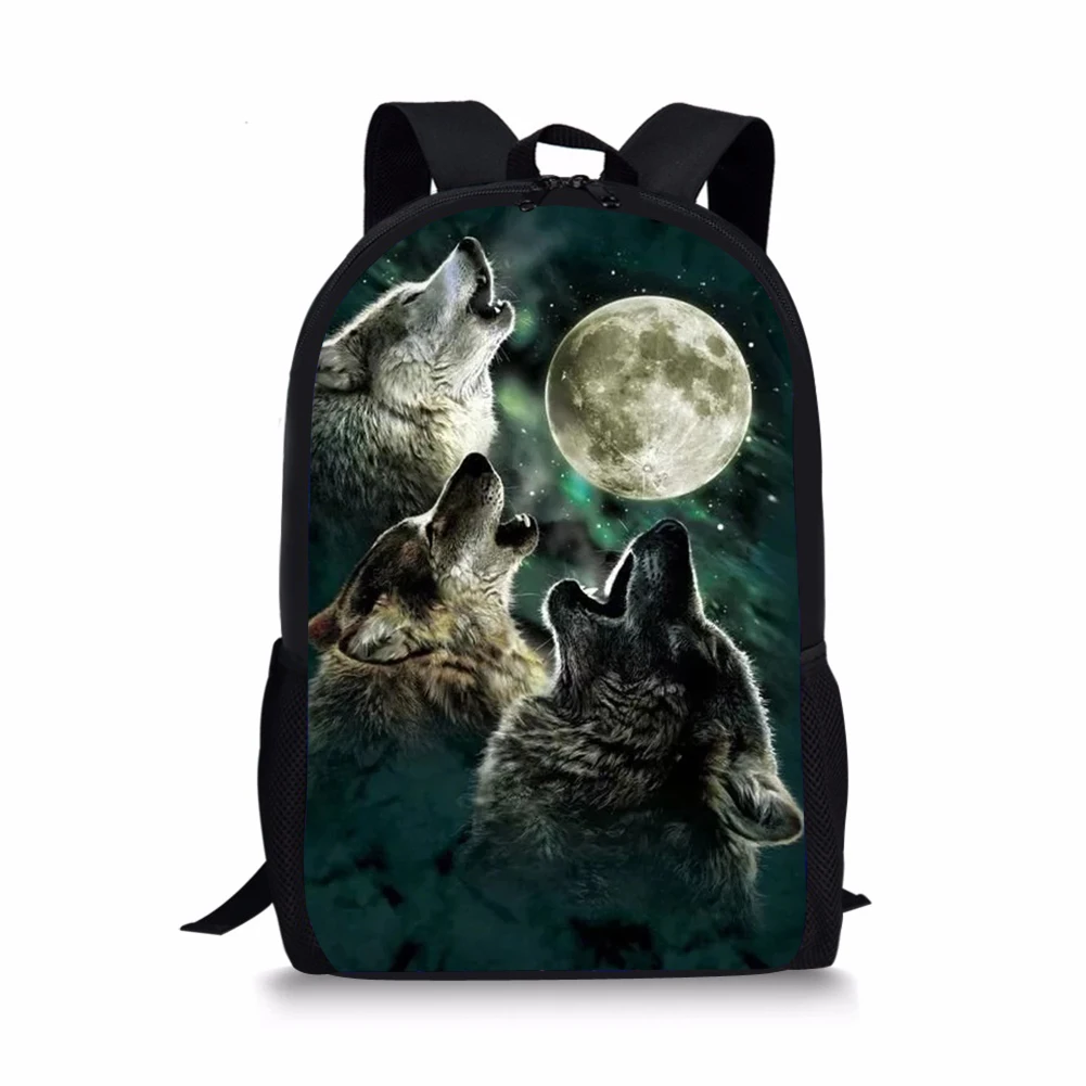 Fashion Children's Backpack Cartoon Fantasy Wolf Pattern Toddler Kids School Book Bags Animal Women's Travel Backpack