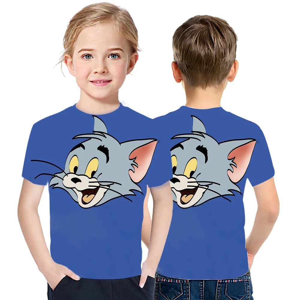 

4-14 Years 3D Kids T-Shirt Cat And Mouse Children Cartoon Tops 2021 Summer Short Sleeve for Teenage Boys Girls Cool Clothes