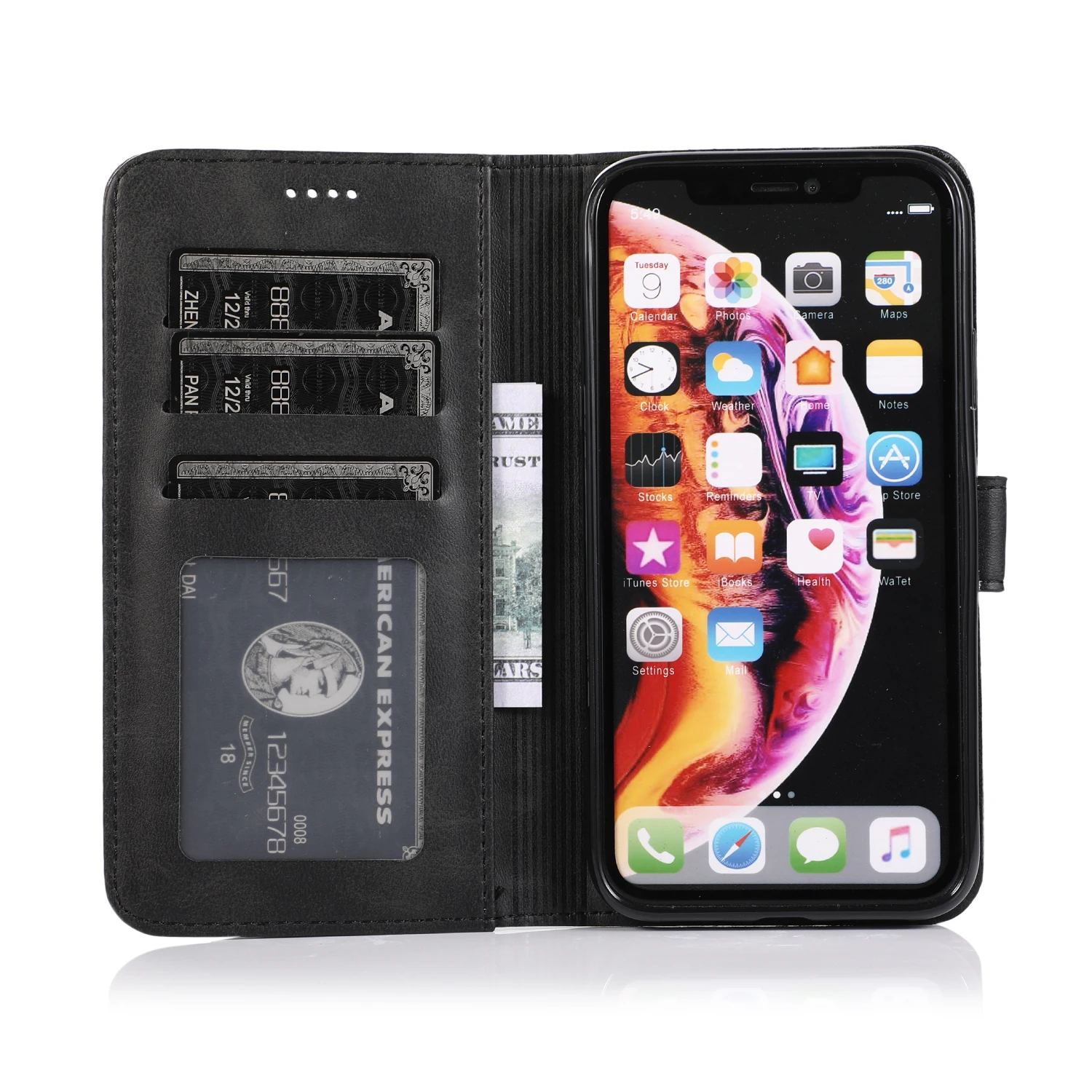 Флип чехол для iPhone 5 6 7 8 Plus X XS MAX XR Модный телефона с изображением кожаный бумажник