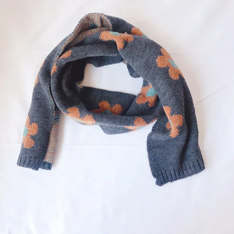 Детский шарф Зимний вязаный кашемировый теплый женский детский снуд цветочный |