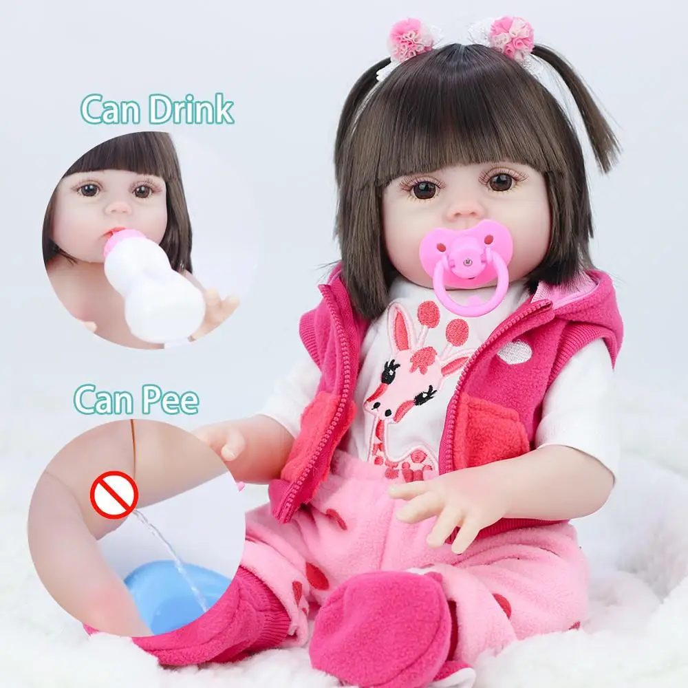 

53cm Cute Simulation Reborn Baby Doll Can Rotate Pee Sit and Stand Full Vinyl Soft Boy Girl Christmas Birthday Gift Baby Doll