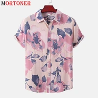 chinese floral printed mens hawaiian shirt short sleeve button down beach shirt men plus size aloha party casual holiday chemise
