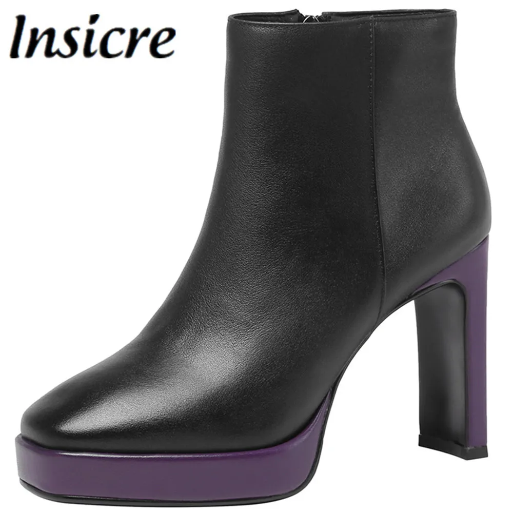 

Женские ботильоны на высоком каблуке, с квадратным носком, на молнии