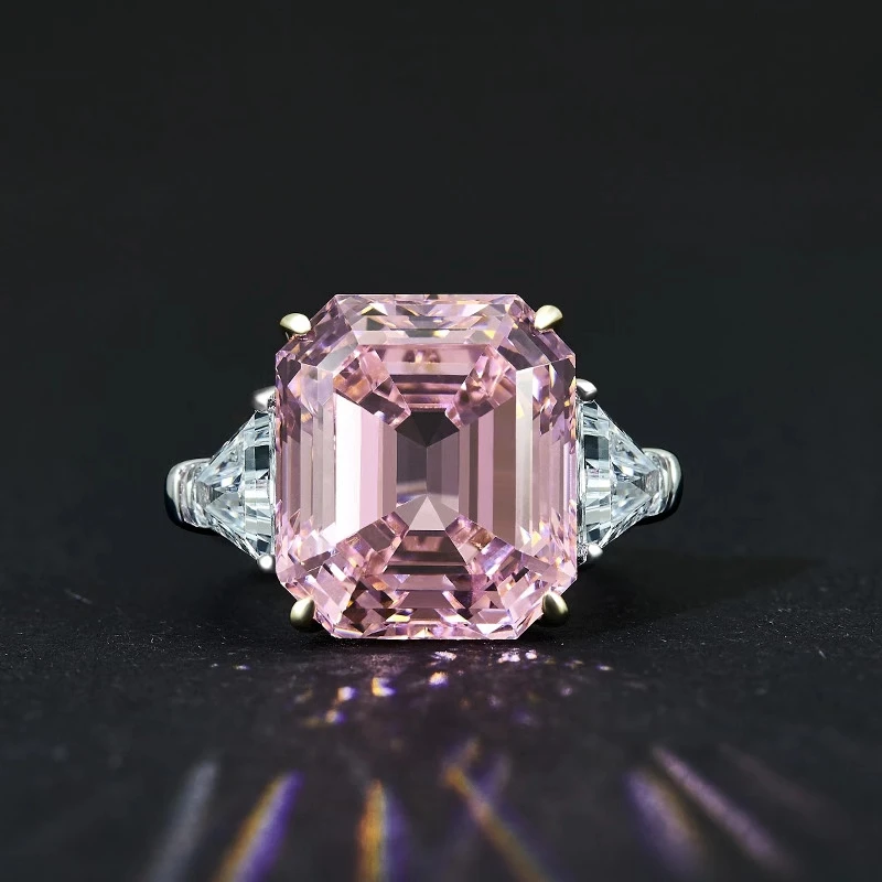 925 серебро создан Муассанит розовым алмазом цитрин камень кольцо обручальные