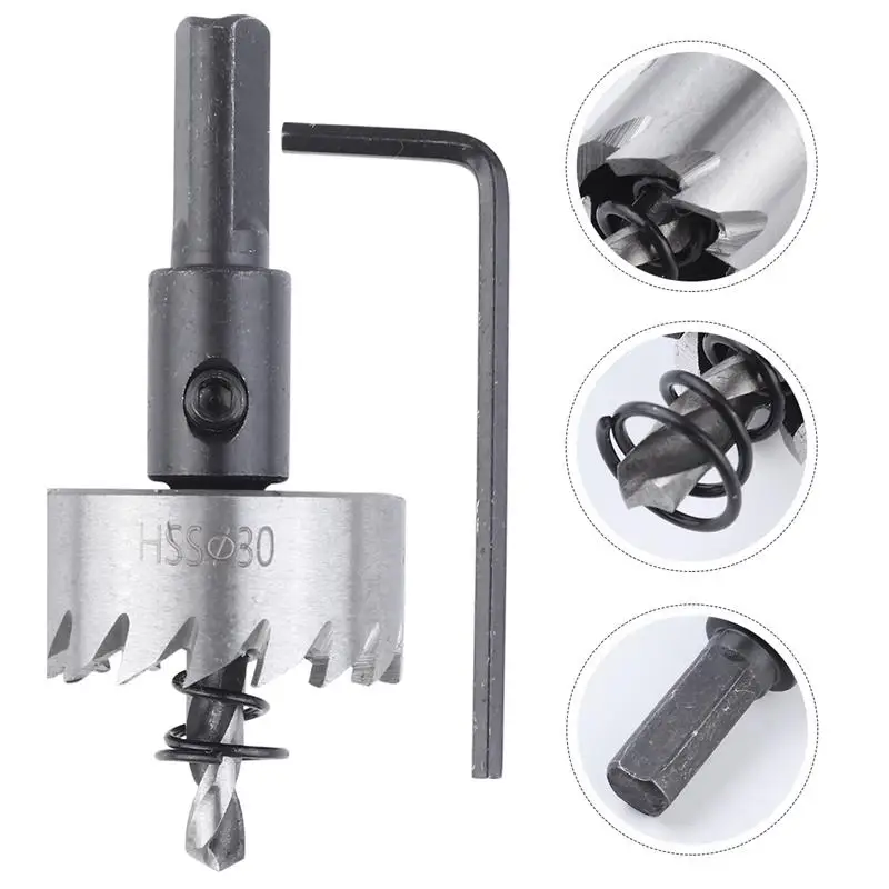 

1 Set High Steel Sawtooth Hole Opener Bit Six-sided Screwdriver Plate Punch Drill Set (16/20/25/30mm)