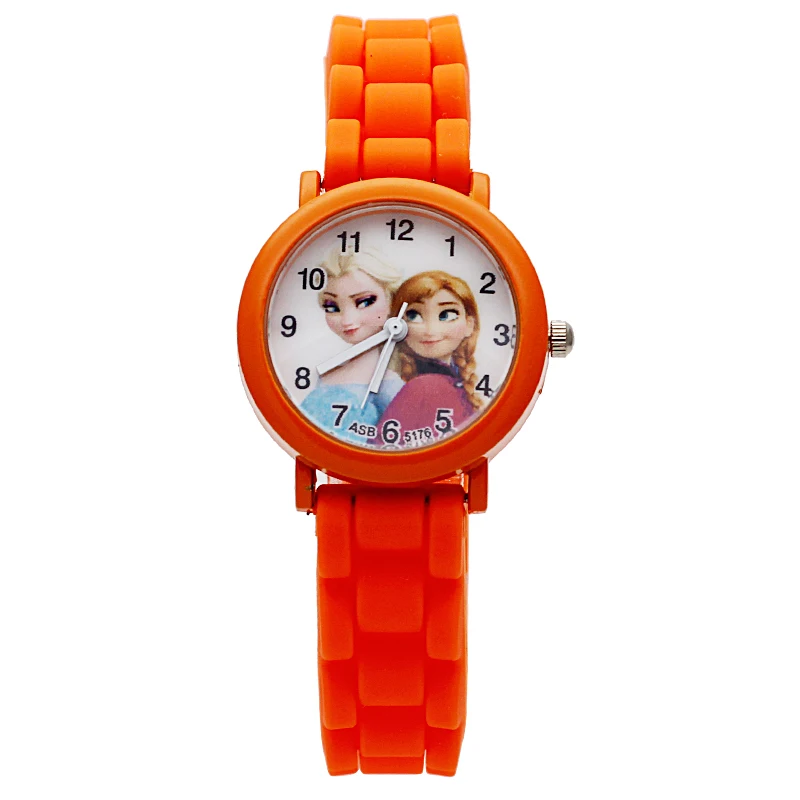 orange Новое детское нижнее белье с рисунком из мультфильма трусы-часы с изображением принцесс Эльзы и часы Anna модная одежда для девочек, для детей, студентов милый силикагель спортивные аналоговые наручные часы - Цвет: orange