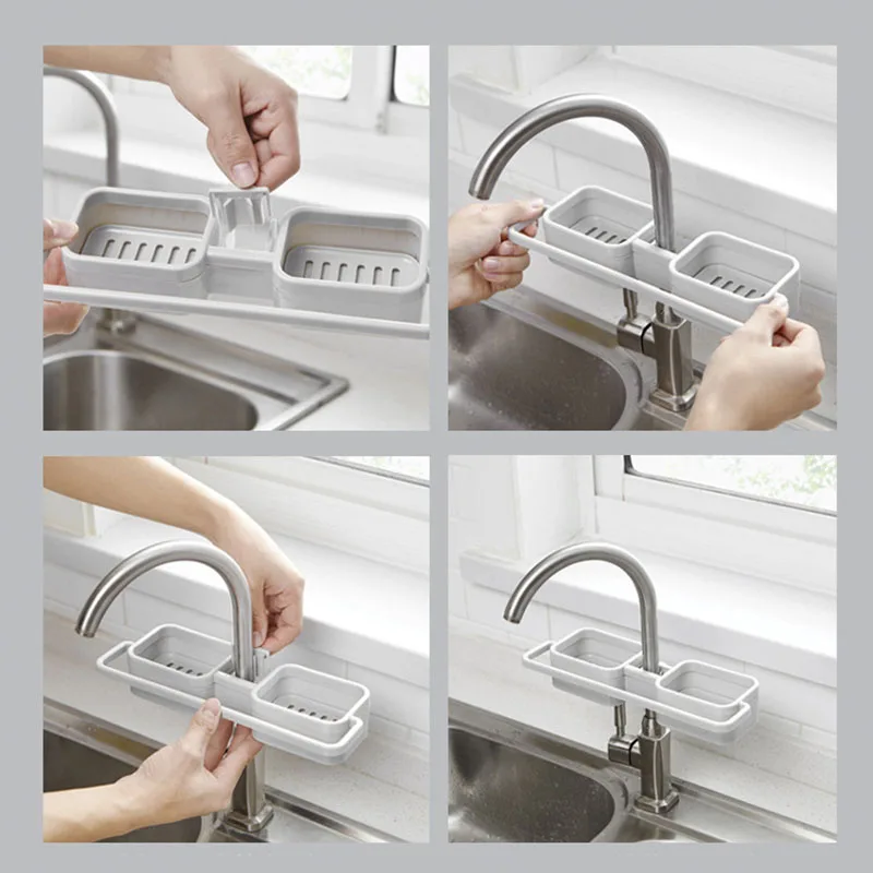 Faucet Drain Storage Rack Kitchen Sink Dish Cloth Sponge Holder Bathroom Towel Soap Box Shelf | Дом и сад