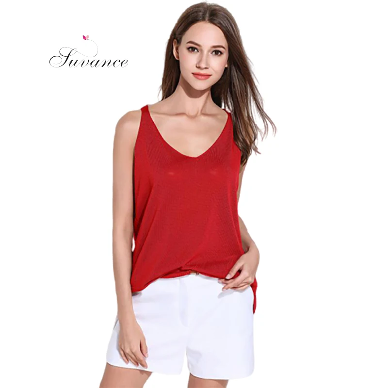 Suvance летний сексуальный v образный Вырез 5 цветов модный вязаный тонкий жилет без