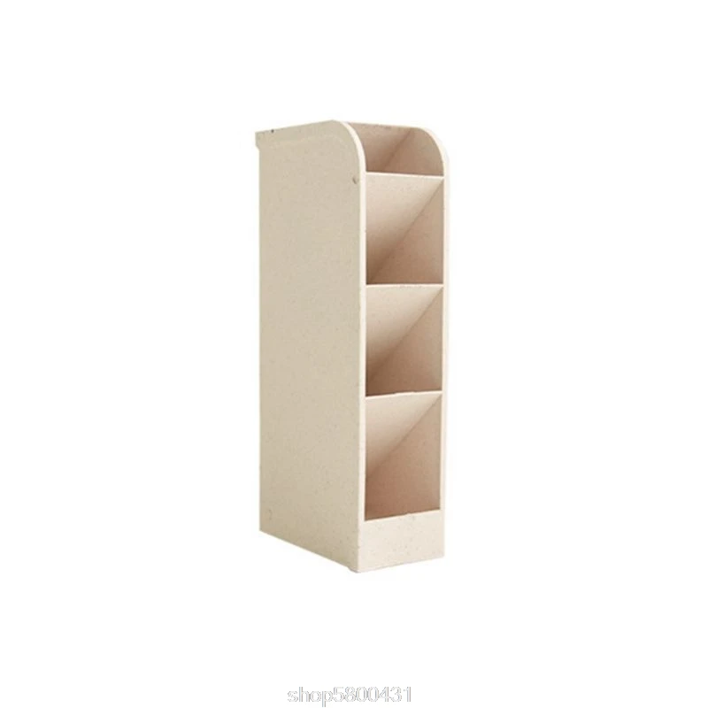 

4 Grid Desktop Pen Holder Office School Storage Case Box Wheat Straw Desk Pencil Organizer Stationery N16 20 Dropshipping
