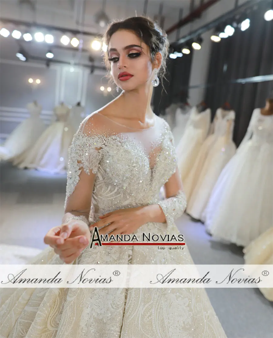 Mariage robe de mariee роскошное свадебное платье с длинными рукавами и бусинами