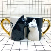 2pcsset kiss cat cup ceramic kiss mug valentines day wedding birthday christmas gift