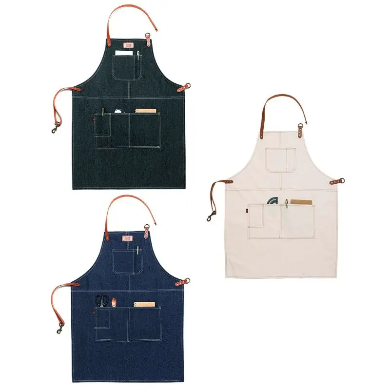 Ковбойский джинсовый фартук для барбекю унисекс нагрудник из искусственной кожи