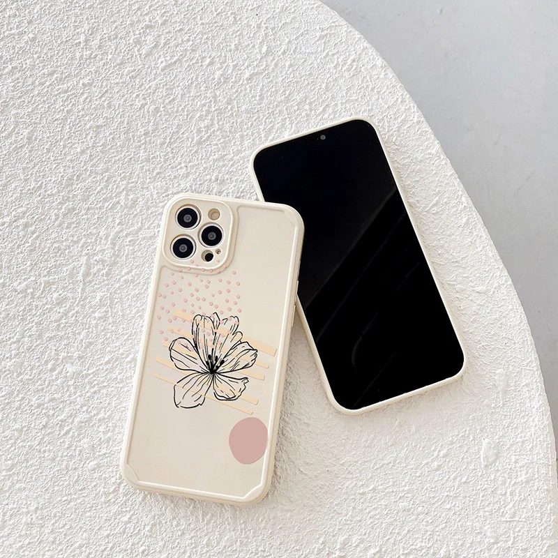 Geometric Abstract Flower Phone Case For iPhone 11 12 13 Pro Max X 7 8 Plus XR XS Max Soft Silicone Back Cover Coque