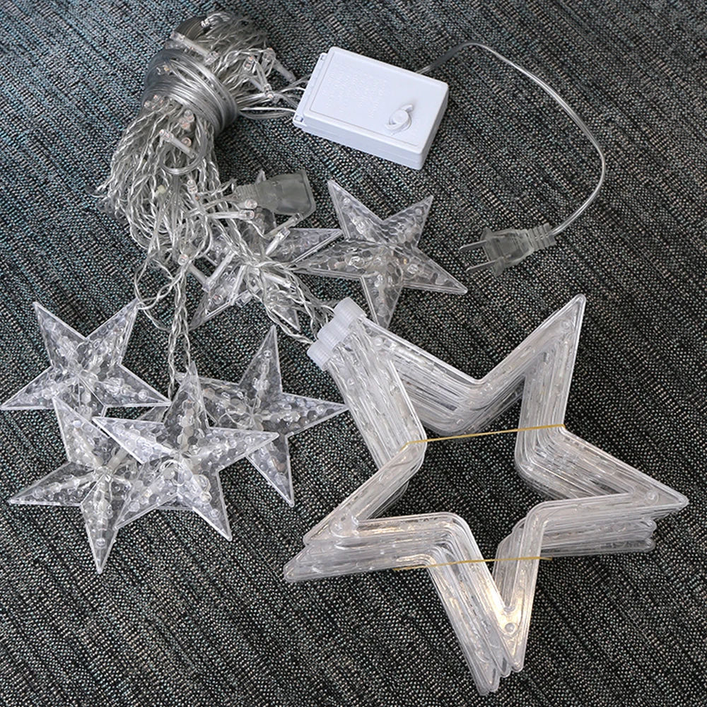 

Battery Operated LED Star Moon Fairy Curtain Led String Lights Festival String Light for Home Wedding Party Garden Window Decor