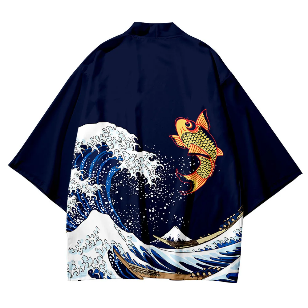 Новый летний кардиган-кимоно Kanagawa Kide одежда тонкое пальто накидка с семиконечным