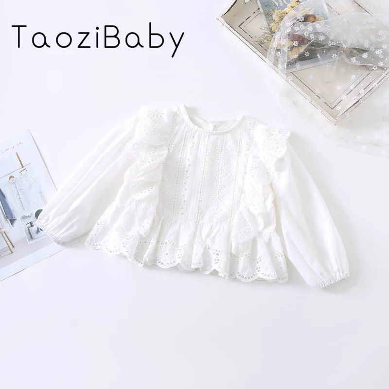 Блузка для девочек Весенняя модная Свободная рубашка с вышивкой и капюшоном