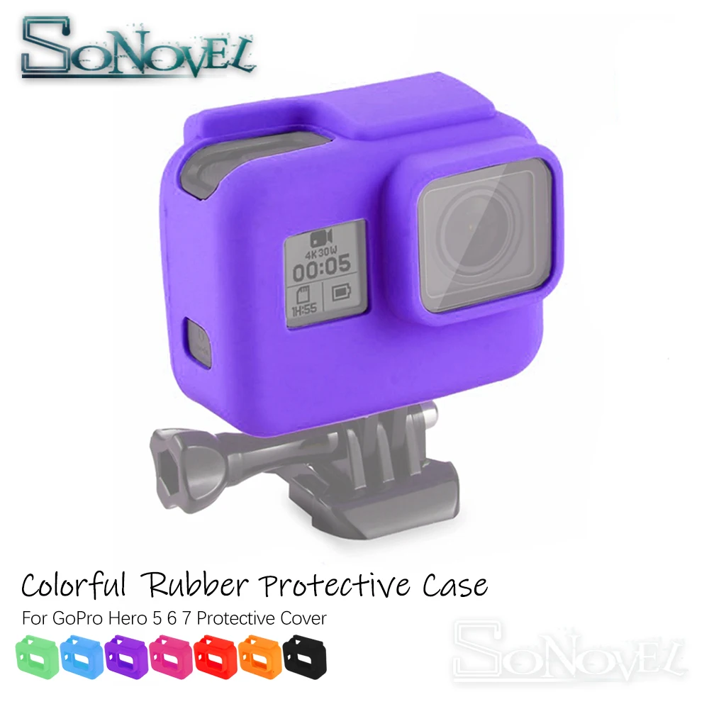 Colorful Soft Silicone Rubber Frame Protective Case Skin +Lens Cap Cover for GoPro Hero 5 6 7 Black | Электроника