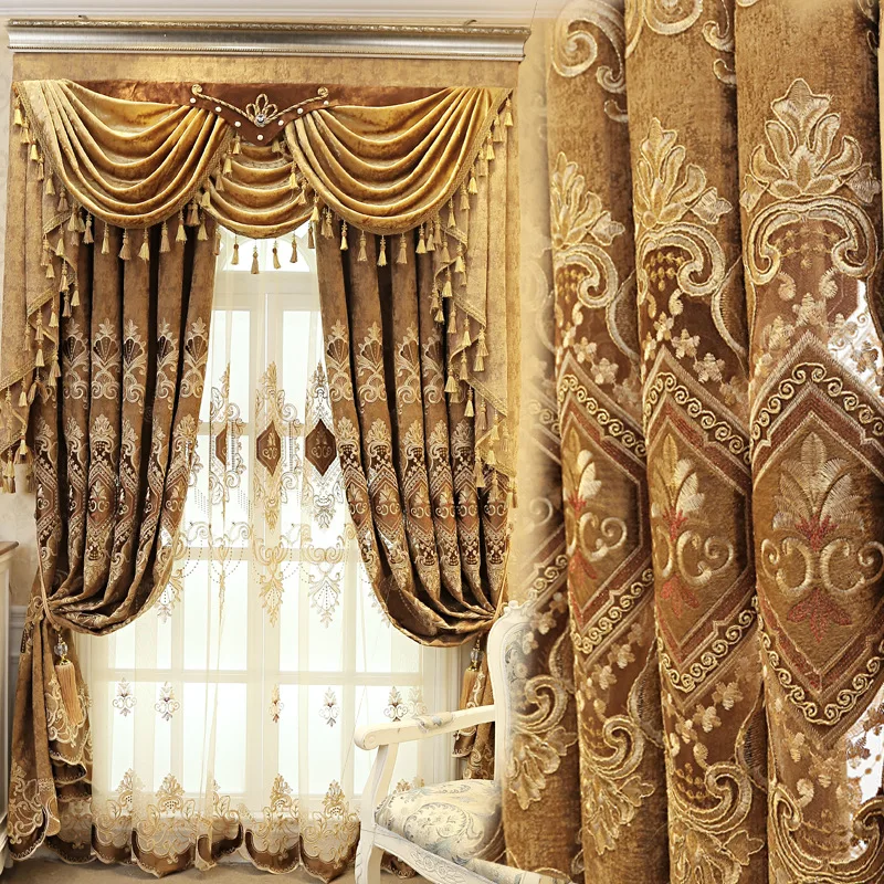 New High-end European Chenille Embroidery Shading Curtains for Living Dining Room Bedroom. | Дом и сад