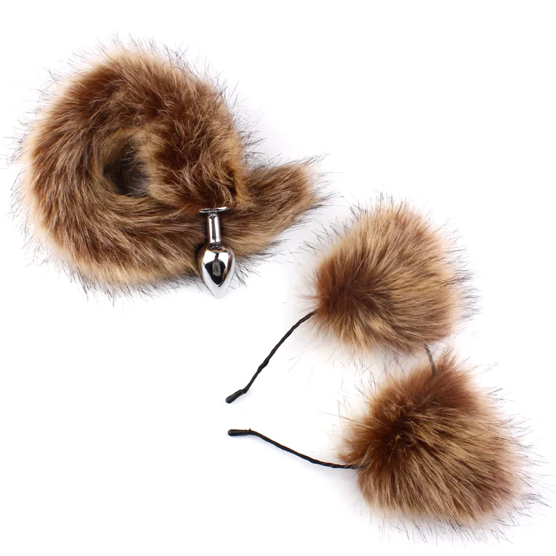 Секс игрушки 3 размера милые мягкие ободки с кошачьими ушками 40 см лисий хвост лук