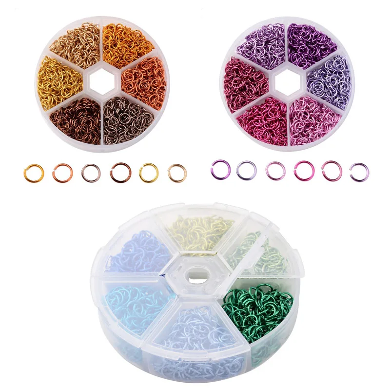 

Mixed Colors Hand Made Jewelry Accessories 1 Box Aluminum Connecting Ring Open Jump Rings 1080 Pcs 6mm Diameter