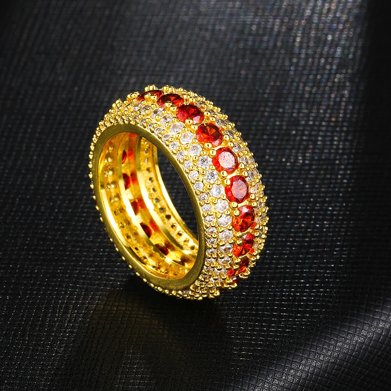 Хип хоп Bling Iced Out золотистые и Серебристые Подвески Цвет Медь Bling Циркон Кольца для мужчин ювелирные изделия