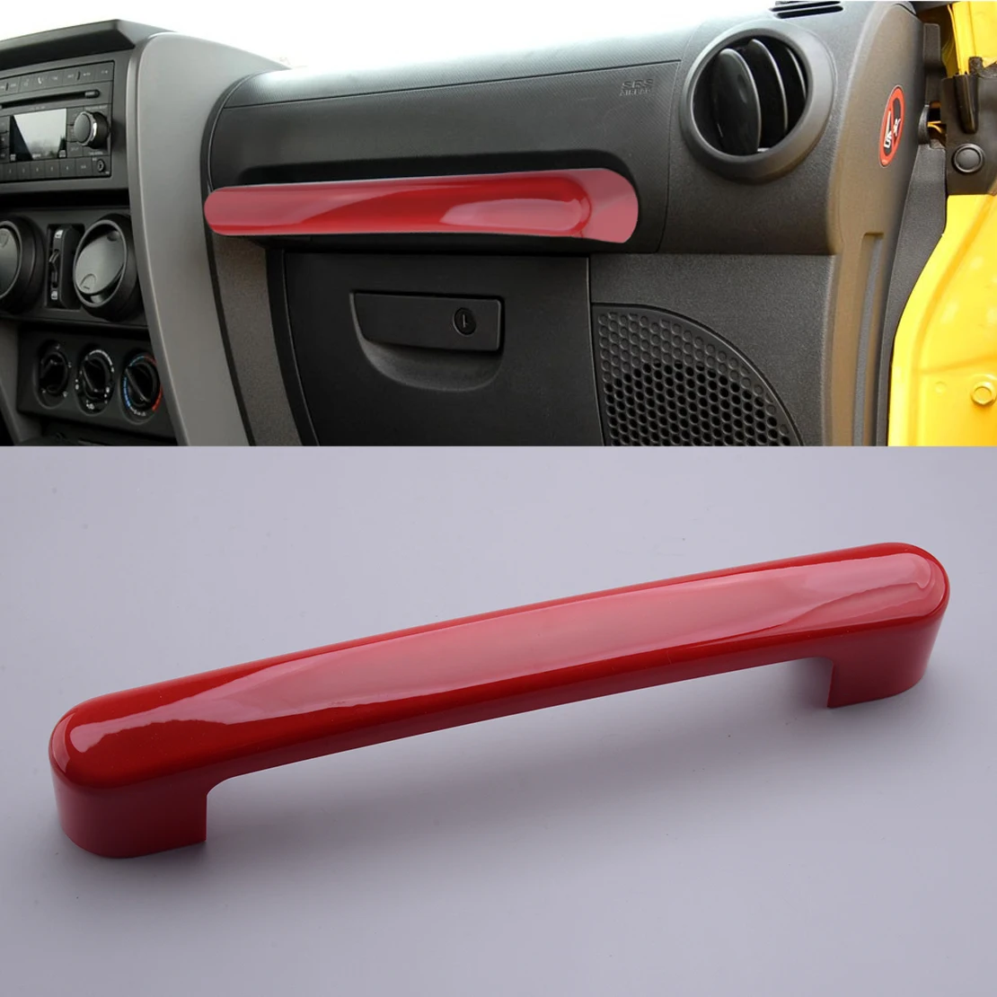 

Накладка на ручку для приборной панели Co-pilot, ABS, красная, подходит для Jeep Wrangler JK 2007 2008 2009 2010