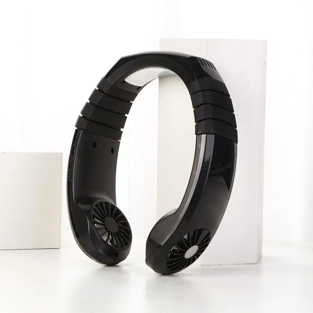 

Summer Hands-Free Hanging USB Rechargeable air conditioner fan ravel Hanging Neck Cooler Earphone Earphone Design Sport Fan 1PCS
