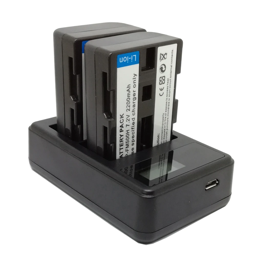 2 шт 2200mAh NP FM500h батарея камеры батареи NP-FM500h+ lcd двойное зарядное устройство USB для sony A57 A58 A65 A77 A99 A550 A560 A580
