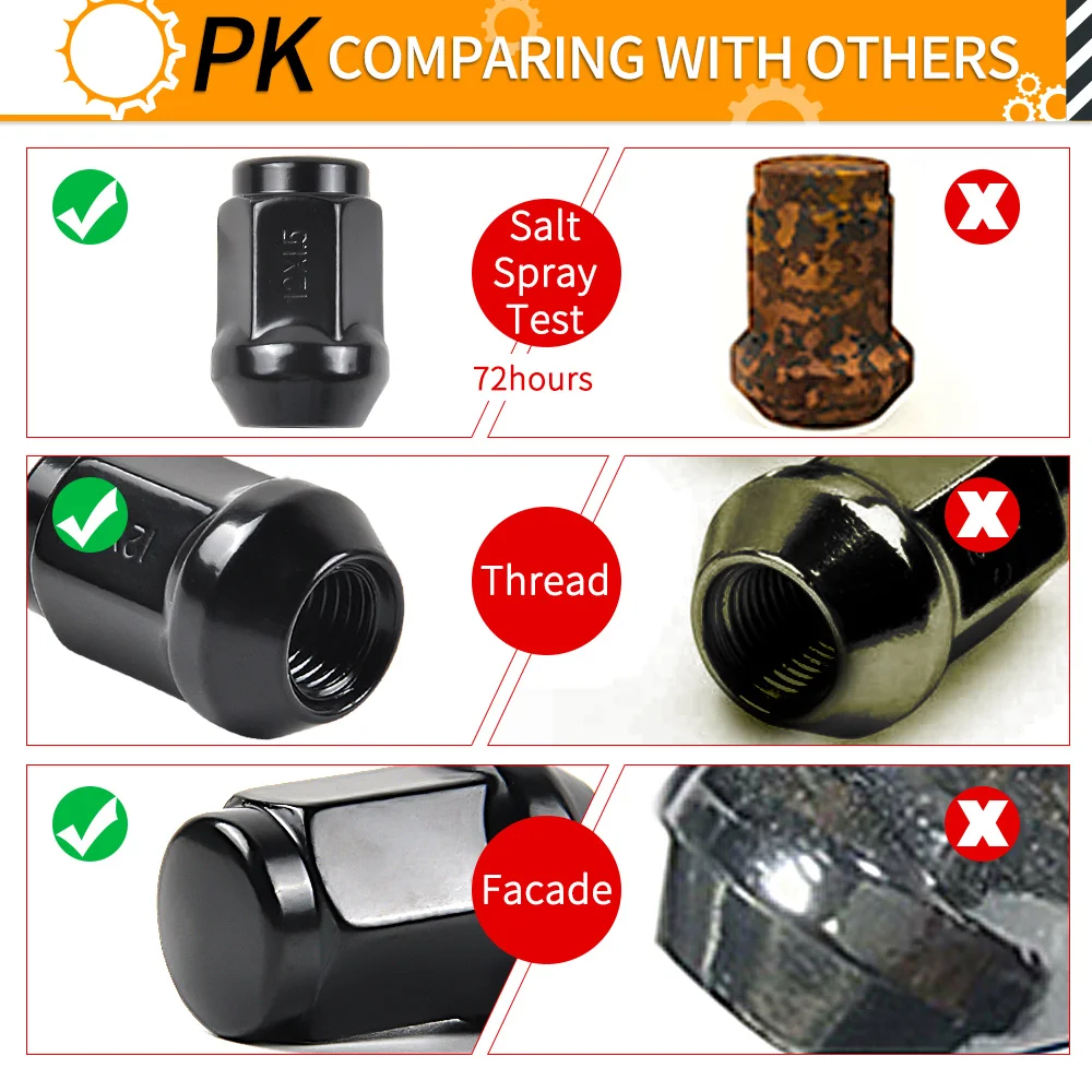 

MIKKUPPA M12x1.5 Lug Nuts For Toyota 4Runner/Tacoma/Tundra Aftermarket Wheel 24pcs Black Closed End Lug Nuts