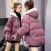 new autumn winter warm padded jacket women hooded puffer coat female korean long sleeve puffer jackets short parkas mujer